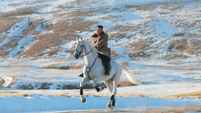 'Defiant message' as North Korea's Kim rides white horse on sacred mountain