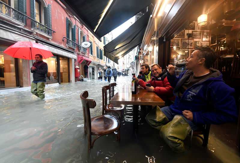 Venice flooded by another high tide