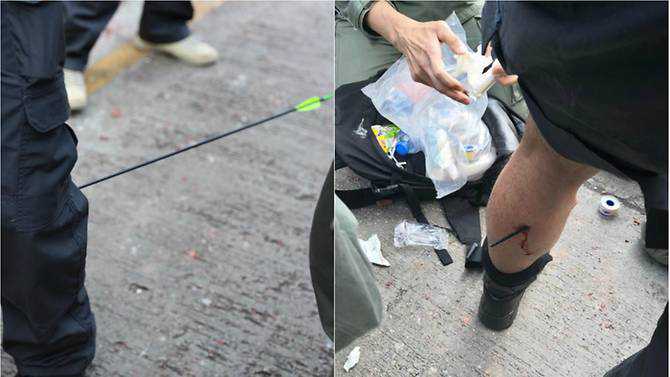 Arrow fired by Hong Kong protester hits police officer: Authorities