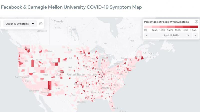 Virus 'heat map' from Facebook, Google user surveys visualises spread of COVID-19