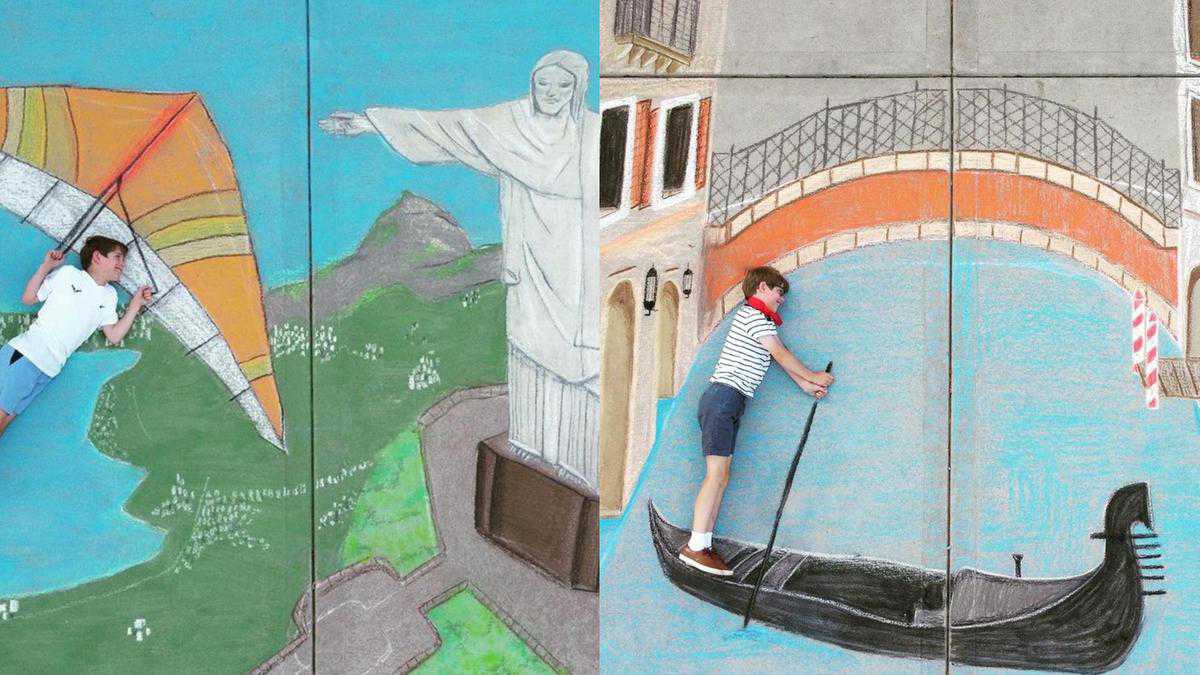 How one 14-year-old is helping her younger brother travel the world through chalk