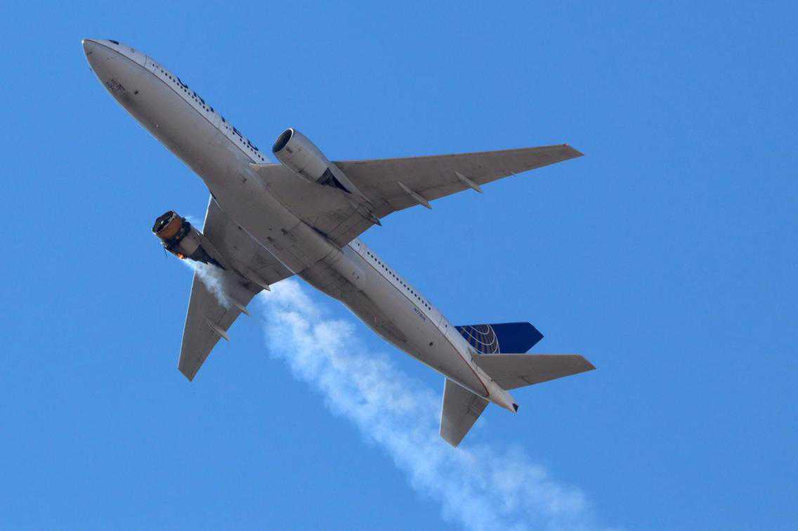 United's Boeing 777 showers particles across Colorado after engine failure