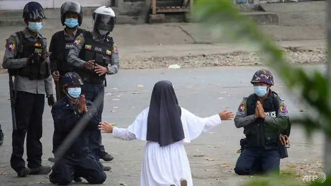'Shoot me rather': Myanmar nun pleads with junta forces