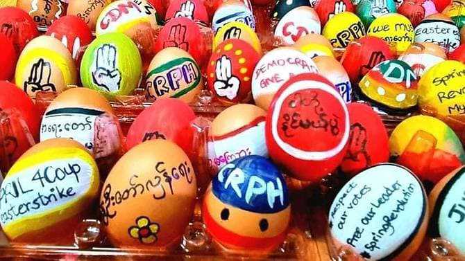 In Myanmar, Easter eggs become symbol of defiance for anti-coup protesters