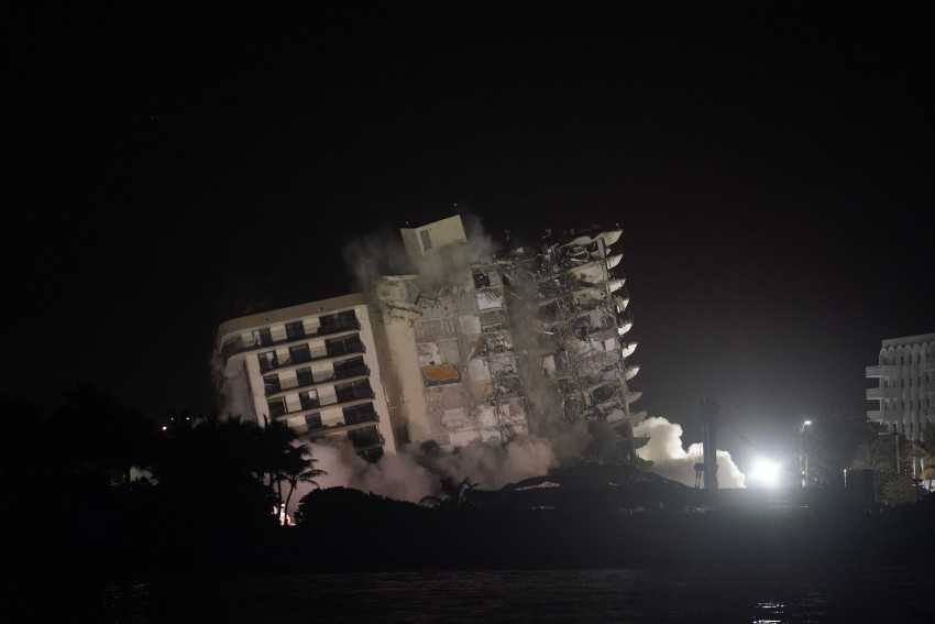 Explosives set off to bring down rest of collapsed condo in Florida