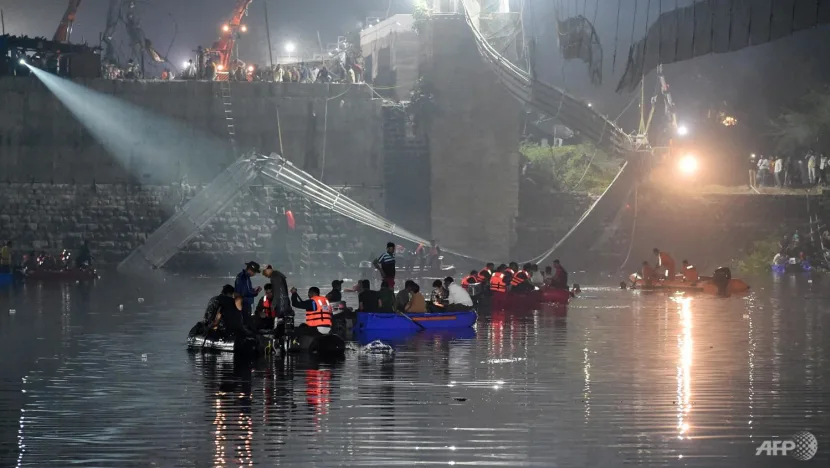 India bridge collapses, killing at least 132 people