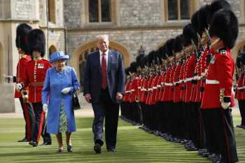 Trump pauses diplomatic sparring to have tea with Queen Elizabeth