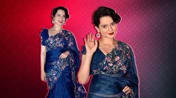 Kangana Ranaut’s vintage look in this midnight blue sari fails to hit the mark